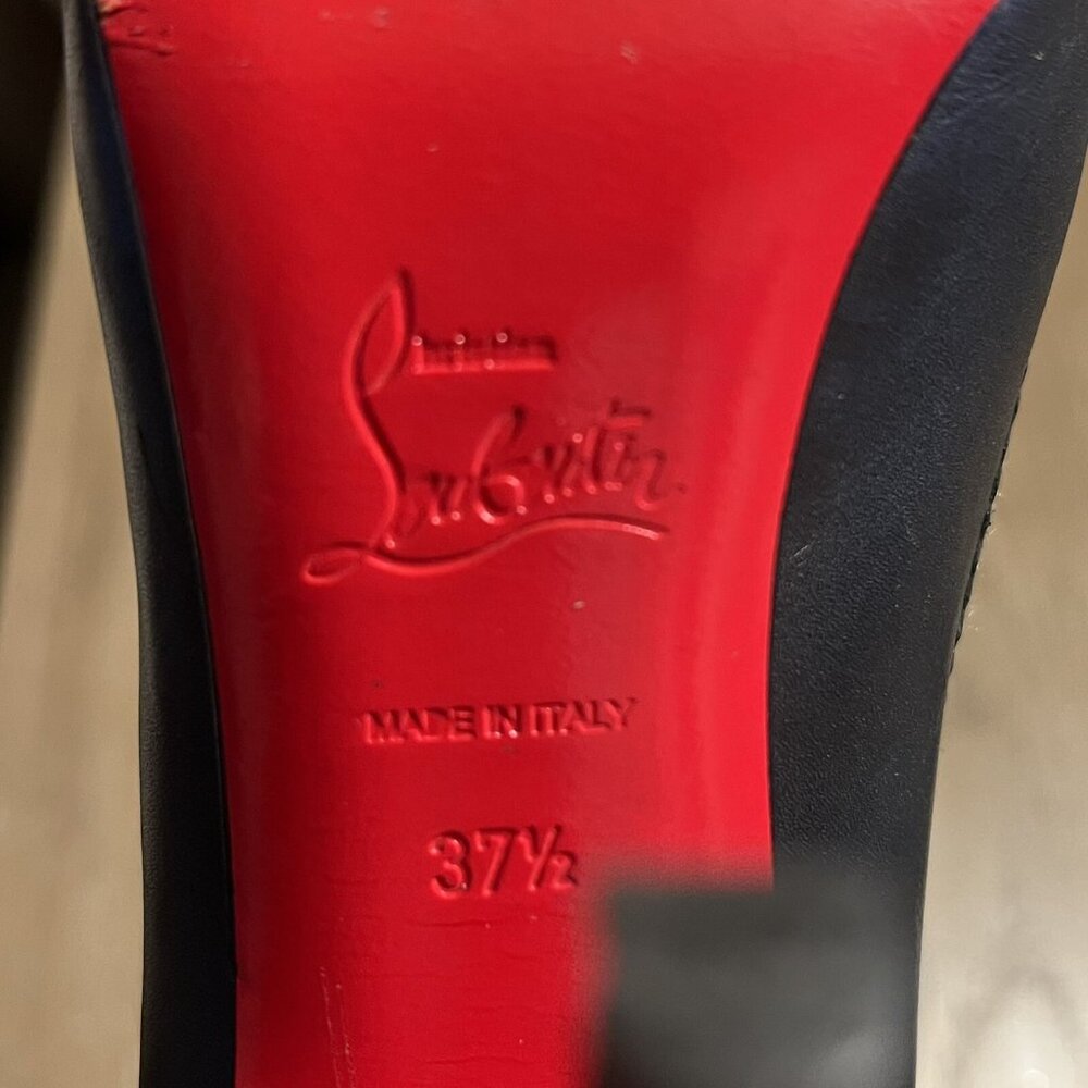 Christian Louboutin Alta Campus Heels Black Size 37.5 Peep Toe Red Bottoms - Picture 12 of 14